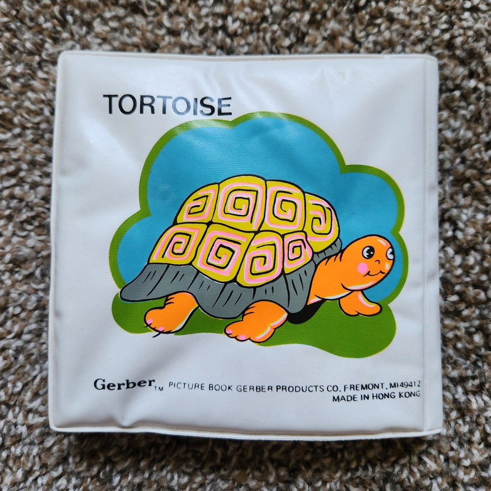 Vintage Gerber Squeaky Plastic Picture Book, Animals Theme 0-6 Months Toy