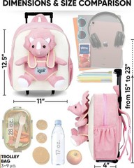 Toddler Suitcase w. Plush Pink Triceratops Toy Kids Gift 3-9 | 2-in-1 Kids Lu…