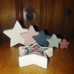 Stacking Play Mushie Star Nesting Toy BPA Free Non Toxic Denmark Pastel Colors