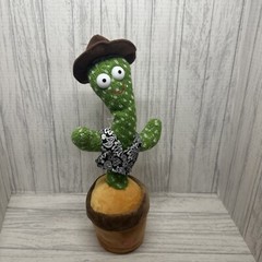 Dancing Cactus Plush Toy Repeat Talking Light Up Funny Singing Kids Gift Read