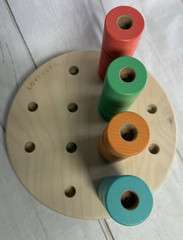 Lovevery Montessori Wooden Peg Stacking Board Toy From Adventurer Play Kit