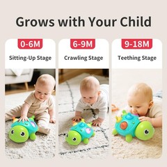Baby Turtle Crawling Toy with Lights & Sounds – Chew‑safe Bath Soothing Fun