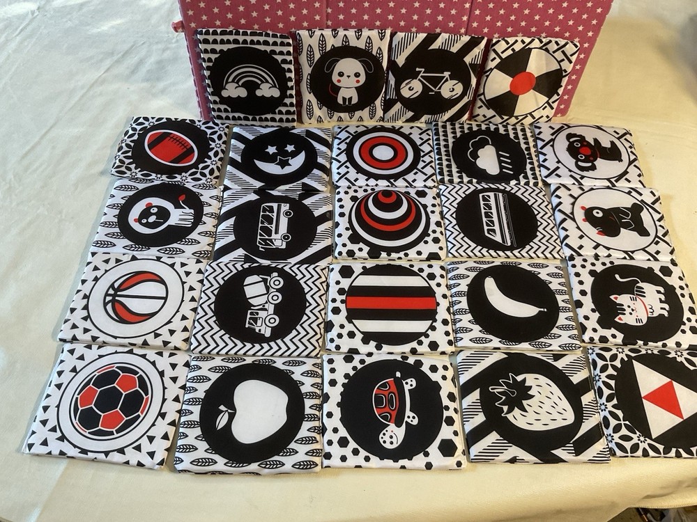 BLACK WHITE & RED HIGH CONTRAST TOUCH & FEEL FUN CARD SET, 24 PCS., WASHABLE
