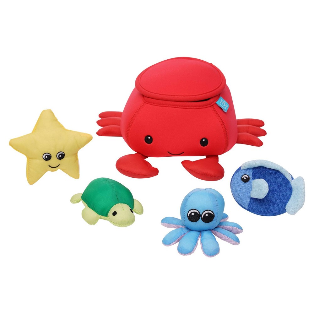 Manhattan Toy Neoprene Crab 5-Piece Floating Spill N Fill Bath Toy Quick Dry