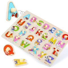 GRINNNIE Wooden Peg Puzzle for Toddlers 3 4 5 Years Old, 4 PCS Montessori Edu…