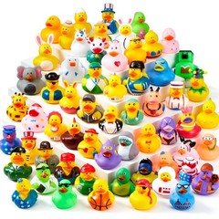 JOYIN 15 Pcs Rubber Ducks, Random Assortment Ducks Bulk with Mesh Carry Small