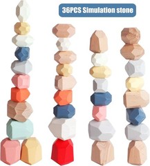 Creative Play with 36 PCS Wooden Stacking Blocks – Ideal for Kids 3-6