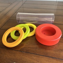 Lovevery Clear Tube w/ Stacking Rings + Peek-A-Boo Blanket | 9-10 months