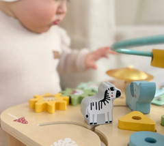Wooden Baby Activity Table Bead Maze Xylophone Shape Sorter Learning Toy