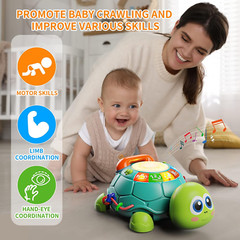 Baby Toys 6 to 12 Months, Tummy Time Toy for 12-18 Months, Musical Turtle Crawli