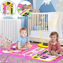 2-in-1 Musical Mat Toys for 1 2 3 4 5 Year Old, Piano Keyboard & Drum Set wit…