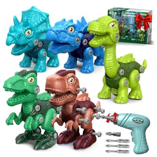 Assemble Dinosaur Toys for Kids: 5 Pack Dinosaur Construction Building Set
