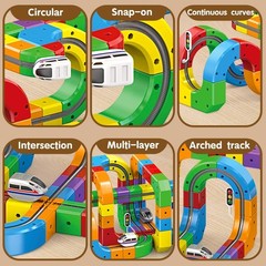 Electric Train Set Flexible Race Track Toys for 3 4 5 6 7 8 Starter Set(89pcs)