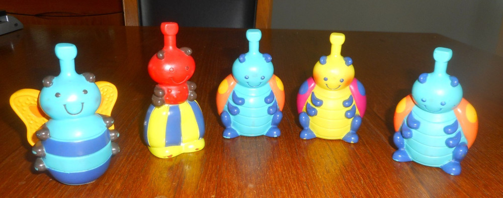 JUST B YOU Snug Bugs -Colorful Baby Link Snap Together Toy/Teether (Lot of 5)