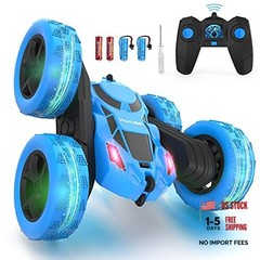 Remote Control Car for Kids, 360° Rotating RC Stunt Standard (Headlights) Blue