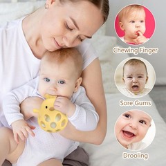 MCGMITT Baby Teething Toys for 3-6 Months, Easy Grasp Silicone Infant Yellow