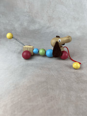 Montessori Dachshund Dog LORENZ Pull Toy Wooden Germany Dog With Felt Ears and S