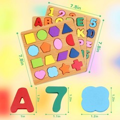Alphabet Wooden Puzzles for Toddlers 3-5, Pack of 3 ABC, Number and Shape Puz…