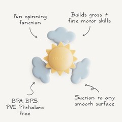 mushie Sunshine Suction Spinner Toy | Toddler Sensory Toys Small,