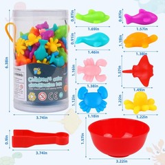 LOKIPA Counting Ocean Animal Toys, Color Sorting Set Ocean Animal Matching Ga…