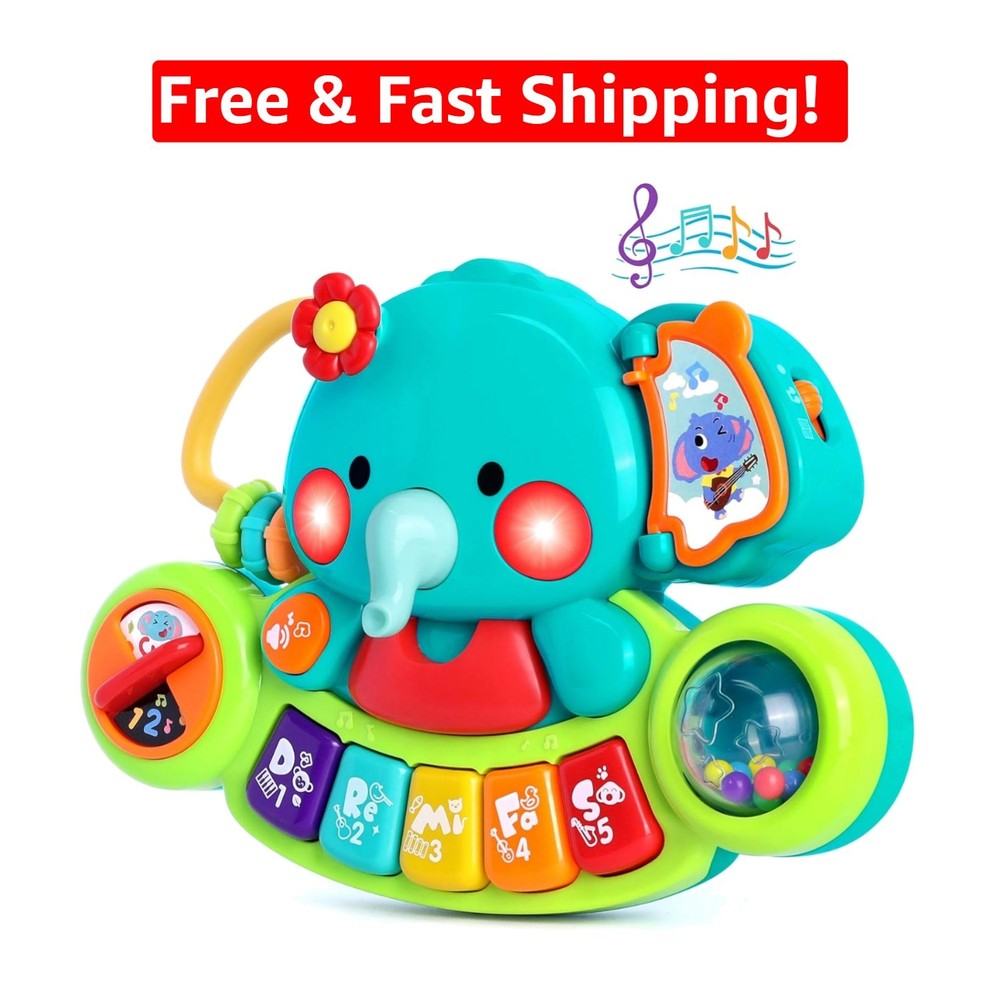 Educational Light-Up Elephant Piano for Infants 6-12 – Perfect Gift Idea