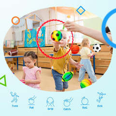 7 Piece Soft Ball Set for Kids, 5 Inch Playground Soccer Football Basketball