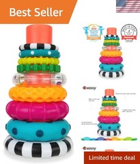 Vibrant 9-Piece Stacking Ring Set – Non-Toxic STEM Toy for Infants 6-24