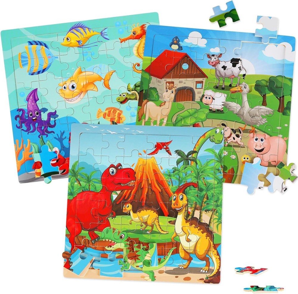 Puzzles for Kids Ages 3-5 Years Set of 3 Packs with 36-Piece Wood Jigsaw Puzzles