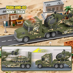 Toddler Toys for 3 4 5 6 Year Old Boys – 27″ Large Semi Army Truck Toy with Tank