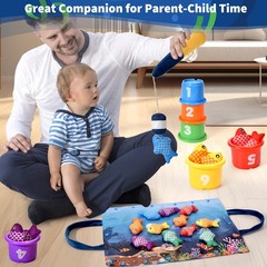 Montessori Toys for 1 Year Old – 20PCS Cloth Fishing Game with Stacking Cups,…