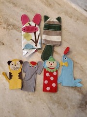 6 Pieces Felt Animals Finger Puppets For Baby Clown Seal Raccoon Elephant