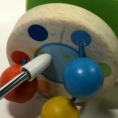 Goki Germany Wood Pull Toy Clacking Bead Wheels Soft Noise Waldorf Non-toxic Toy