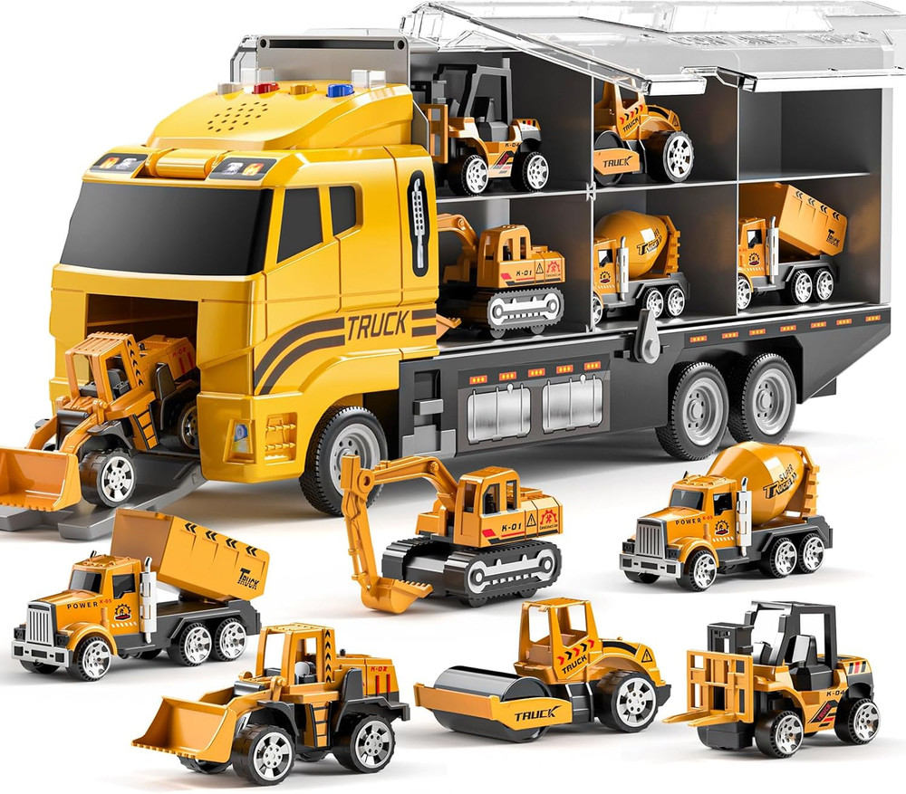 Toddler Toys for 3 4 5 6 Years Old Boys, Die-Cast Construction Toys Car Carrier
