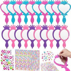20 Pcs Unbreakable Mirror DIY Decorate Your Own Princess Mirror Mermaid Princ…