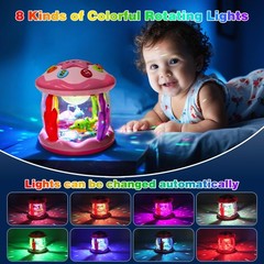 Rotating Ocean Light Up Musical Toy for Babies 6-36 Months Pink Crawling Gift