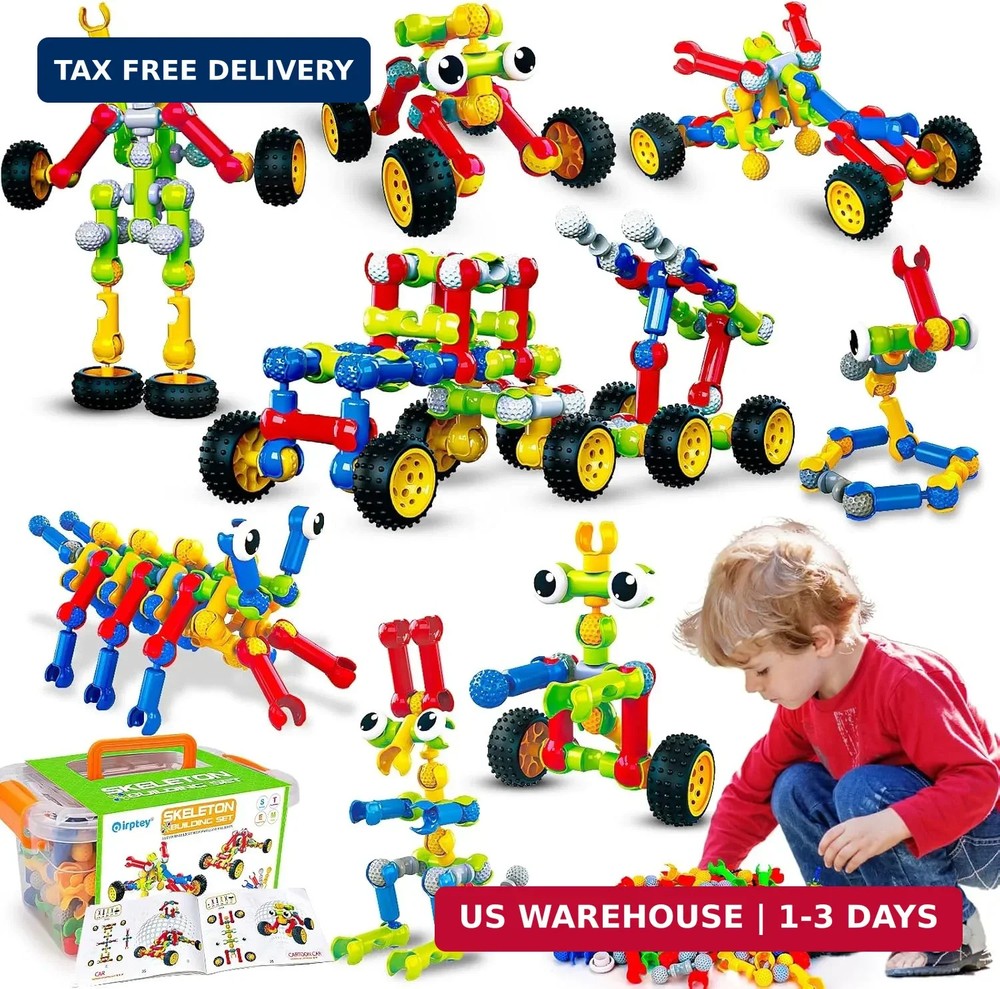 186 Pcs STEM Building Toys, Creative Engineering Kit for Kids Ages 3-12, Gift