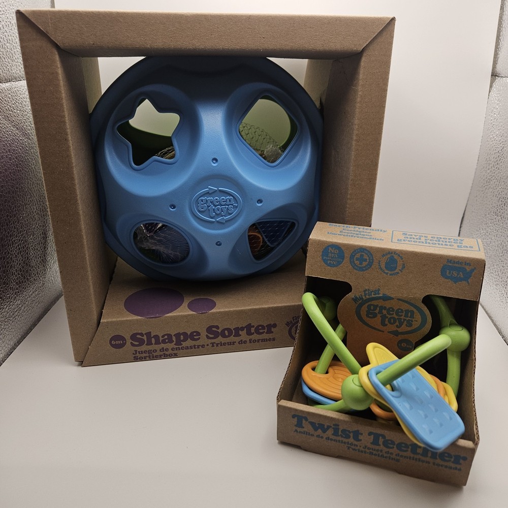 My First Green Toys – Shape Sorter 6+ Months AND Twist Teether 0+ Months. NEW
