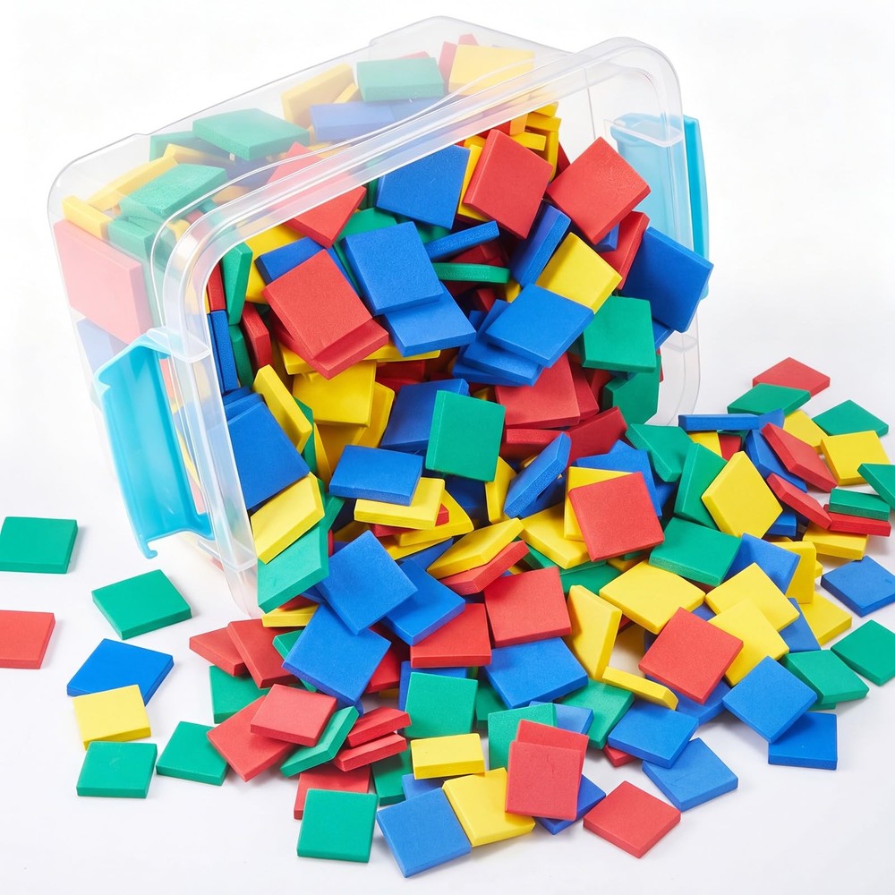 800 Pcs Foam Square Counters Color Tiles Square Color Sorting Tiles Math Coun…