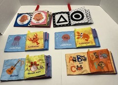 Soft Cloth Baby Books Lot of 6 Shapes Sea Life Letters Expressions Instruments