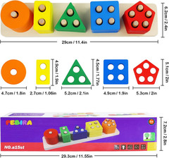 Montessori Toys for 1 to 3-Year-Old Boys Girls Toddlers, Wooden Sorting & Stacki