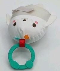Bright Starts White Seal Plush Crinkle Toy W/Tag Loops,Teal Teething/Hang Loop