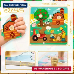 Wooden Toddler Puzzles – 4 Pcs Eco-Friendly Animal Patterns Jigsaw With Handles