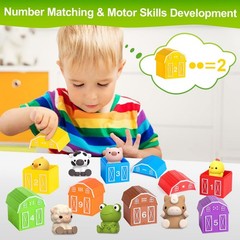 Montessori Farm Animal Toys for Toddlers 1-3 Counting Sorting Set