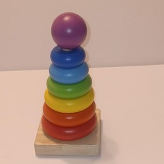 Wooden Stacking Ring Toy Educational Rainbow Stacking Rings Baby Toddler
