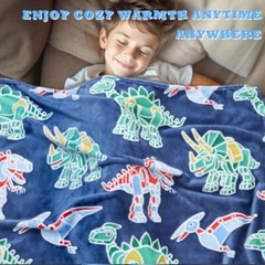 Dinosaur Toys Gifts for Throw Size 50″ x 60″ (130 x 150 cm) Glow Dino Blanket