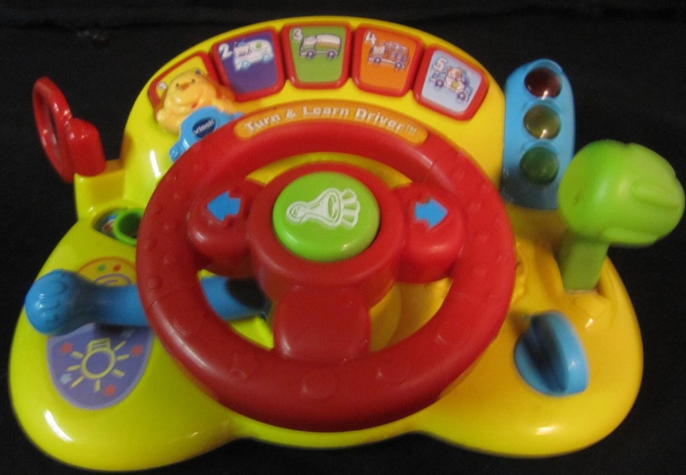 VTech Turn and Learn Yellow Driver Toy Sounds Songs READ DESCRIPTION NO HORN