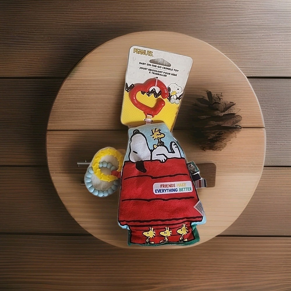 Peanuts Snoopy Woodstock Lovey Stroller Toy Baby On-The-Go Crinkle Teether