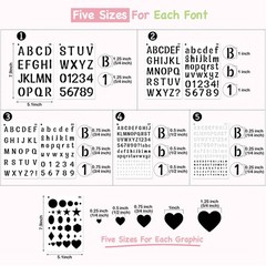 Reusable Small Letter Stencils for Painting, 36 Pcs (1/4, 1/2, 3/4, 1, 5/4 in…