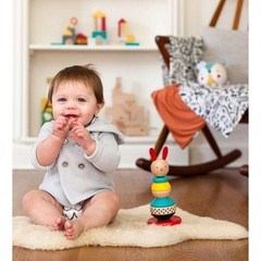 Petit Collage Modern Bunny Wooden Stacking Toy 窶・Solid Wooden Stacking Rings …
