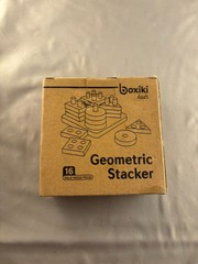 Boxiki Geometric Puzzle Stacker Shape Sorter Stacking Set Kids 18+Mos